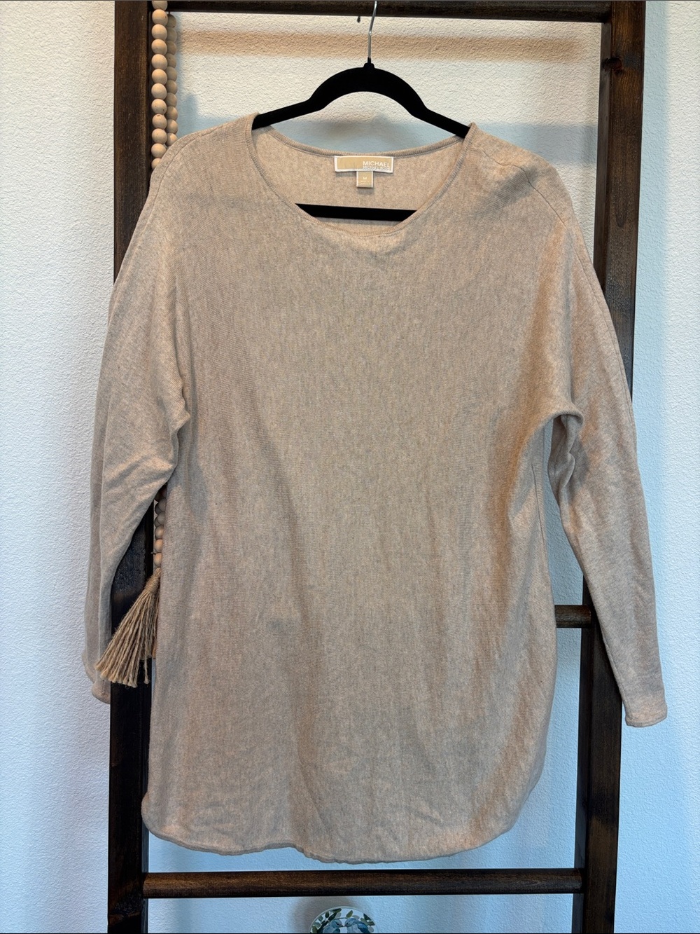 Michael Kors Beige Crewneck Long Sleeve Top